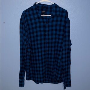 J Crew Blue and Black Plaid Button-Up Shirt - Mens XXL - Slim Fit. B4